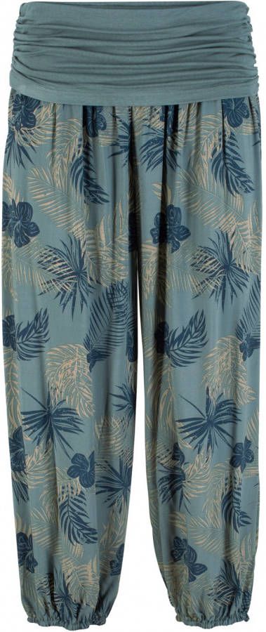 bpc bonprix collection 7/8 broek met elastische band, loose fit, eucalyptusgroen gebloemd