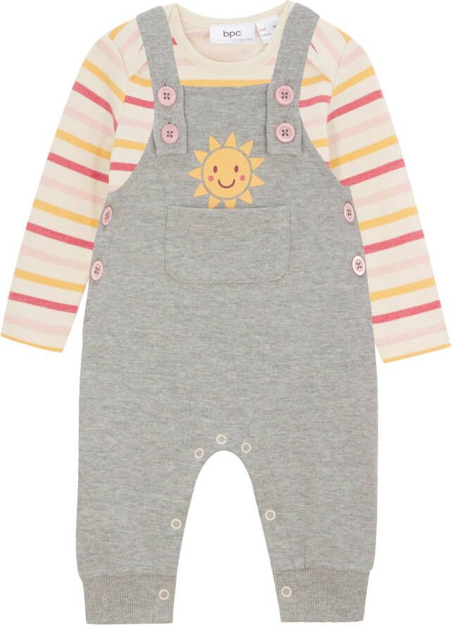 bonprix Baby rompertje met lange mouwen en sweat tuinbroek met biologisch katoen(2 dlg. set )
