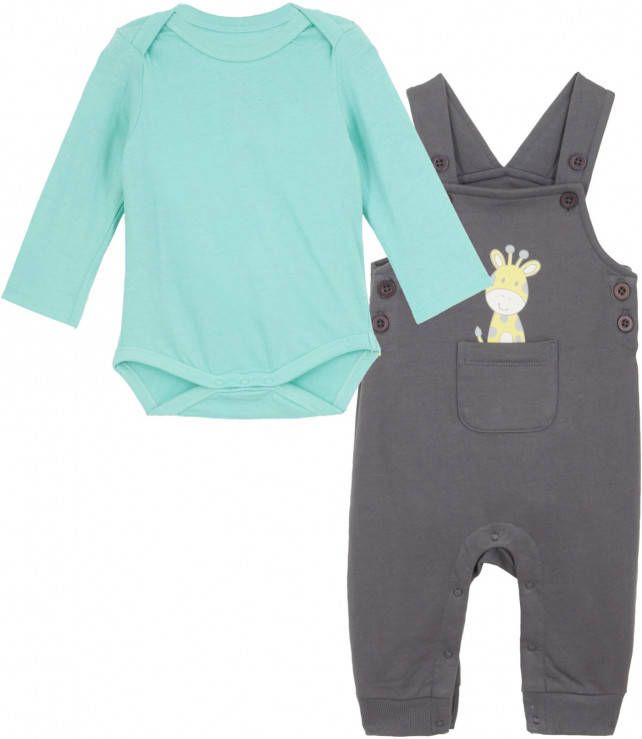 bonprix Baby rompertje met lange mouwen en sweat tuinbroek van biologisch katoen(2 dlg. set )