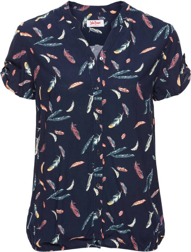 John Baner JEANSWEAR Blouse, donkerblauw gedessineerd, 100% viscose