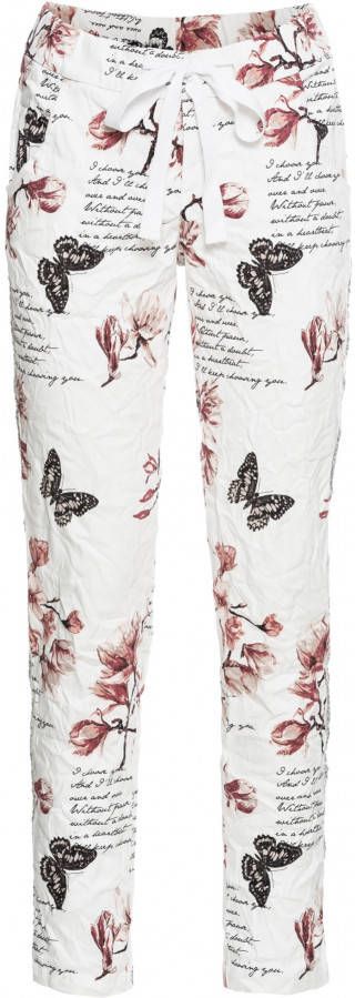 RAINBOW Broek loose fit, wit gedessineerd, 97% katoen, 3% elastan