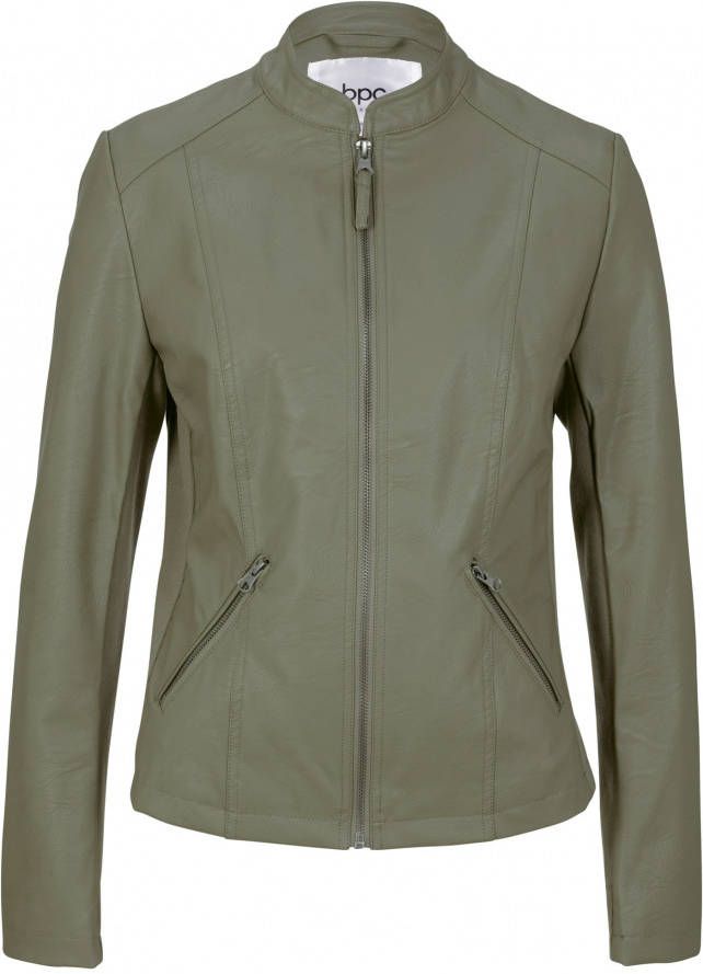 bonprix Imitatieleren jas met stretch inzetten opzij