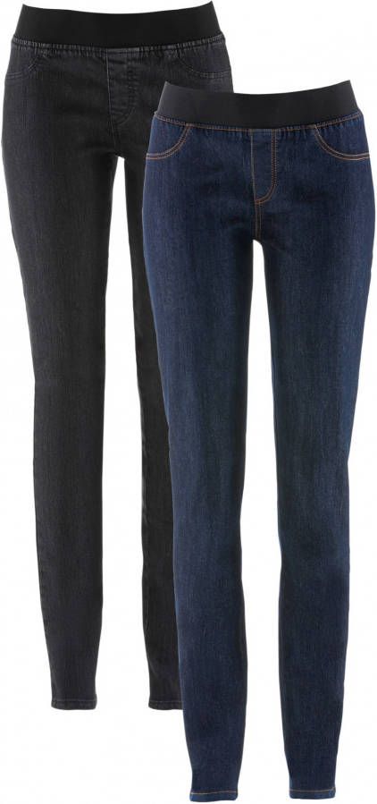 bonprix Jeanslegging met een elastische band(set van 2 )