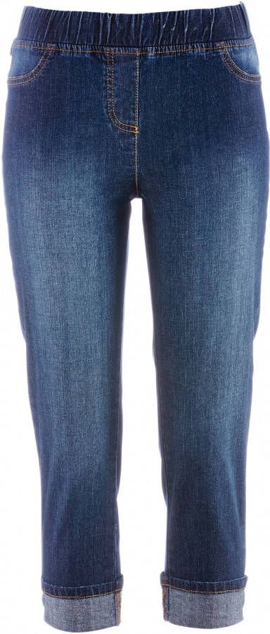 bpc bonprix collection Katoenen 3/4 jegging met comfortband, donkerblauw denim