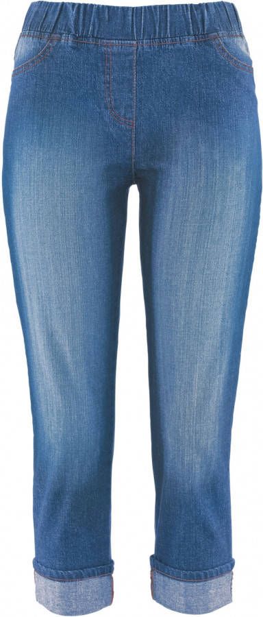 bpc bonprix collection Katoenen 3/4 jegging met comfortband, middelblauw denim