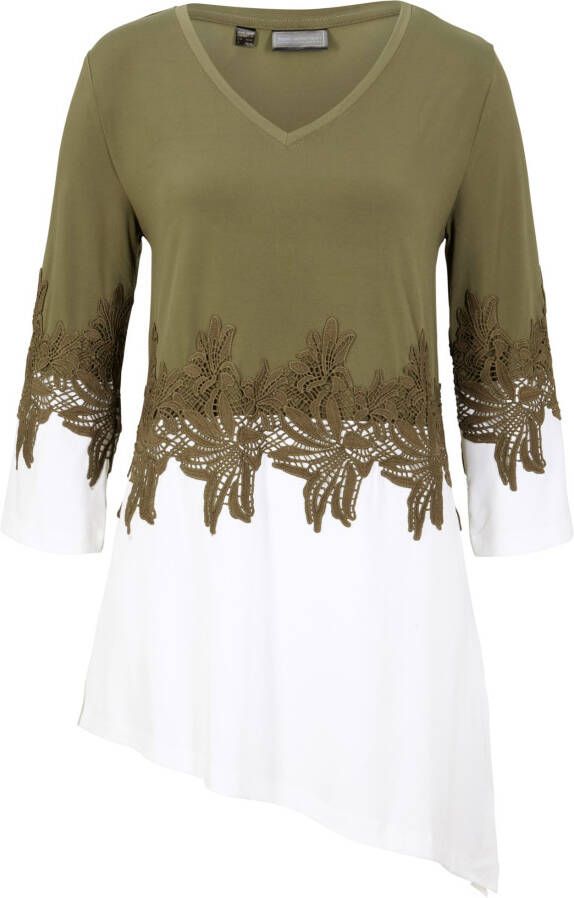 bonprix Longshirt met asymmetrische snit en kant