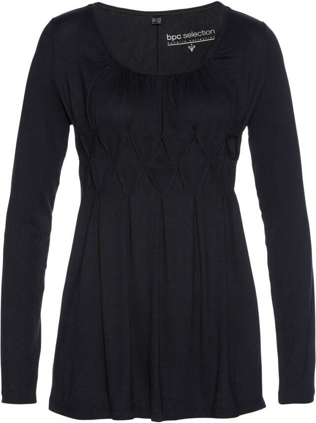 bpc selection Longsleeve, zwart, 95% viscose, 5% elastan