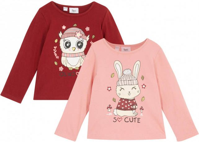 bonprix Meisjes longsleeve(set van 2)van biologisch katoen
