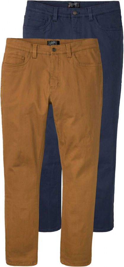 bonprix Slim fit stretch broek, straight(set van 2 )