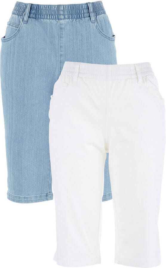 bpc bonprix collection Stretch bermuda (set van 2), wit+blue bleached