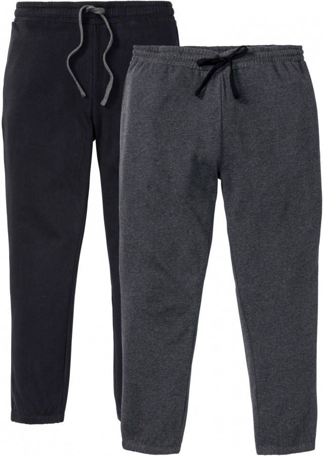 bpc bonprix collection Joggingbroek (set van 2), zwart+antraciet gemêleerd