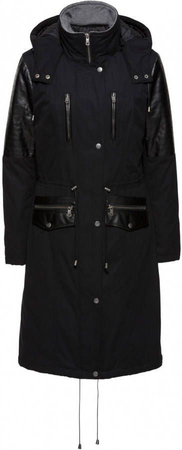 bonprix Lange parka met imitatieleer