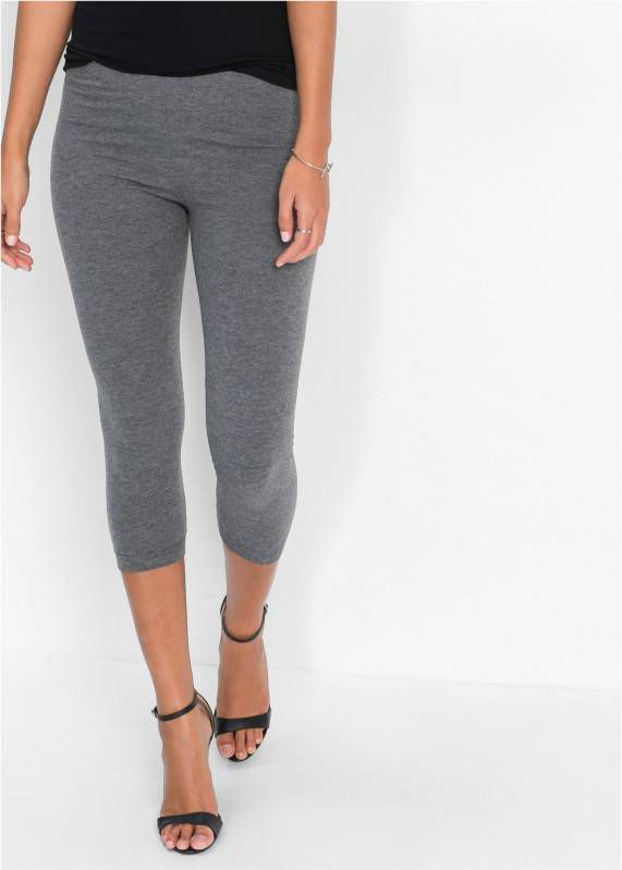 BODYFLIRT Legging (set van 2), grijs/zwart, 95% katoen, 5% elastan