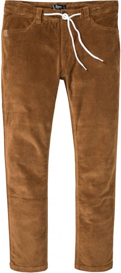 bonprix Slim fit stretch corduroy broek met strikkoordjes, straight