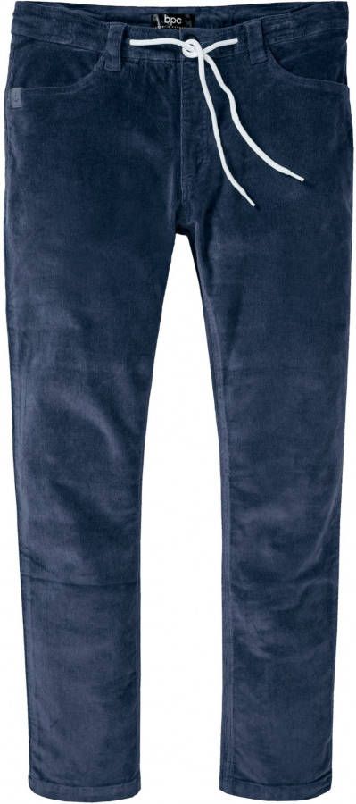 bonprix Slim fit stretch corduroy broek met strikkoordjes, straight