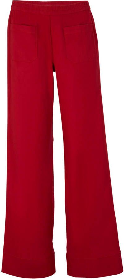 bonprix Twill broek met wijd uitlopende pijpen en comfortband