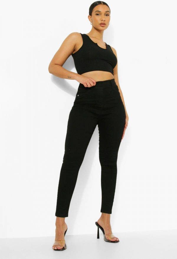 boohoo Basic Gebleekte Denim Jeggings, Washed Black