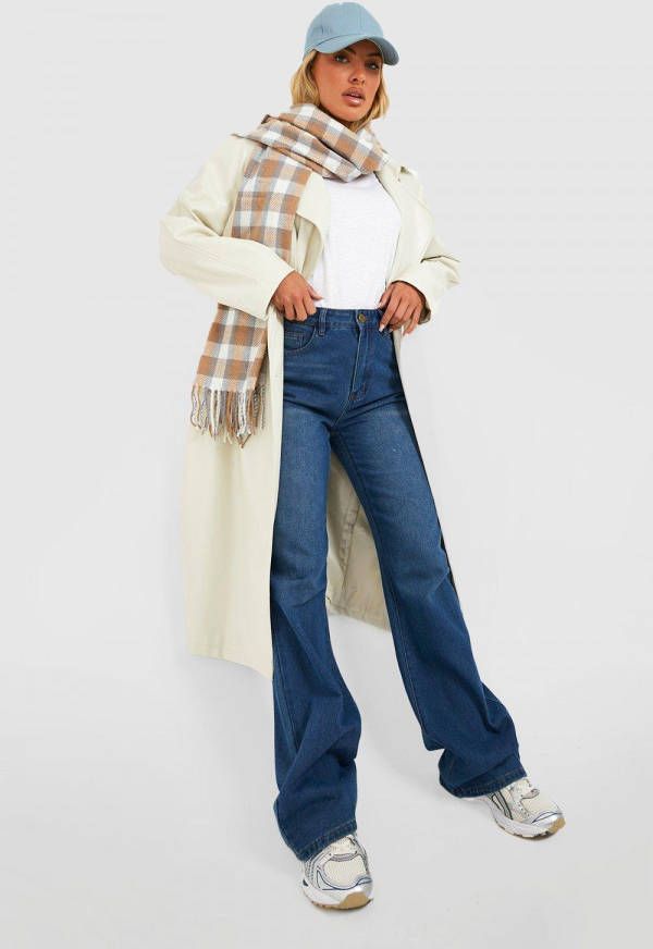 boohoo Basic Stretch Spijkerbroek Met Wijde Pijpen, Indigo