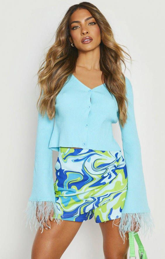 boohoo Bolero Met Veren, Aqua