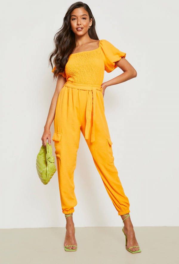 boohoo Cargo Joggingbroek Met Textuur, Orange