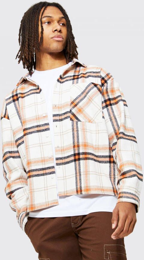 boohoo Dik Boxy Geruit Overhemd, Orange