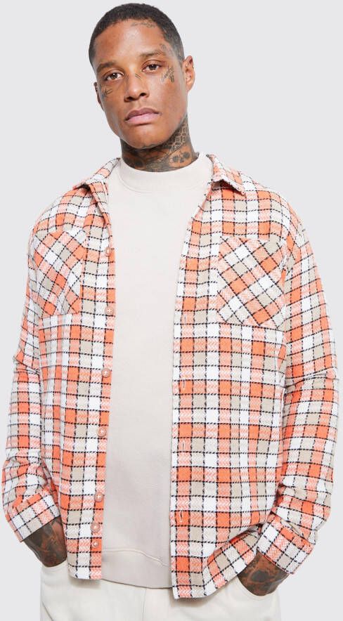 boohoo Dik Geruit Overhemd, Orange