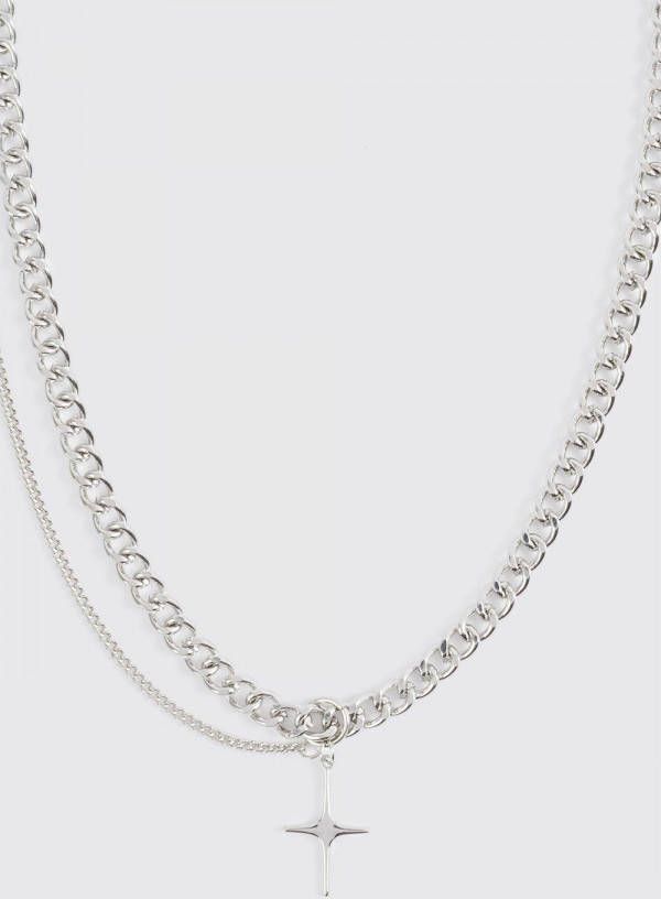 boohoo Dikke Schakel Ketting Met Kruis, Silver