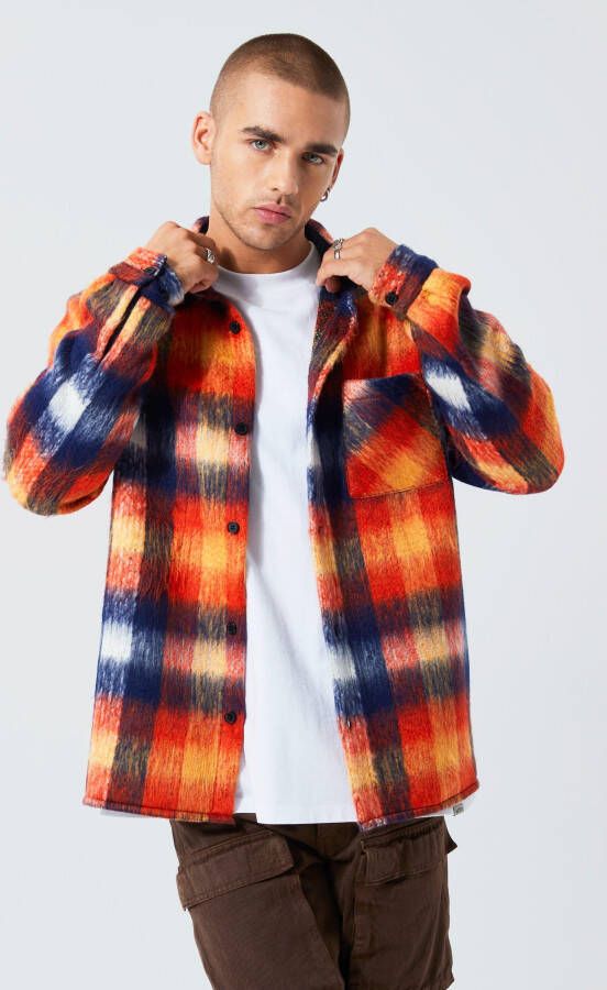 boohoo Geborsteld Geruit Dik Overhemd, Orange