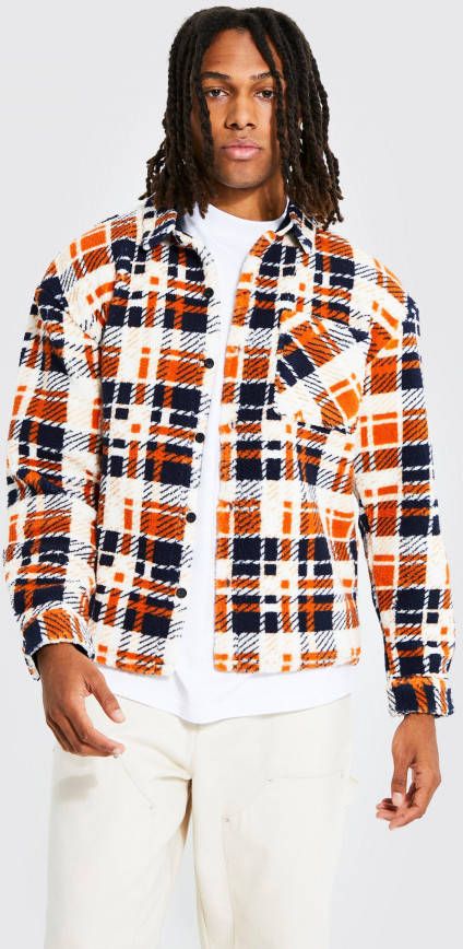 boohoo Geruit Pluizig Boxy Overhemd, Orange