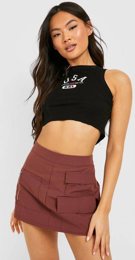 boohoo Geweven Utility Shorts, Chocolate