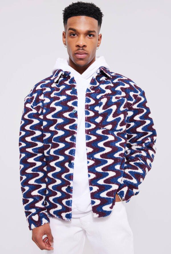 boohoo Golvend Pluizig Boxy Overhemd, Multi