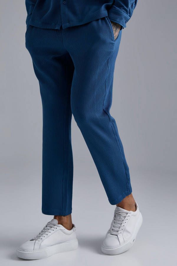 boohoo Ingekorte Geplooide Slim Fit Broek, Teal