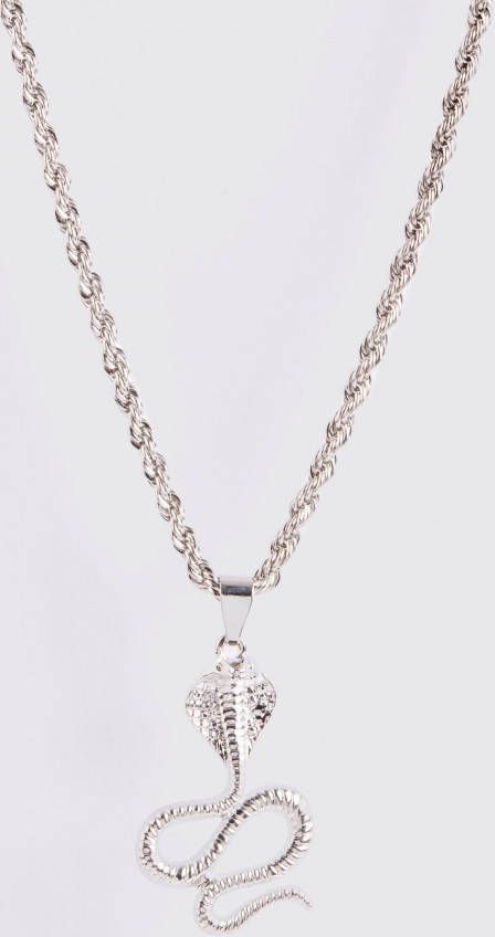 boohoo Ketting Met Cobra Hanger, Silver