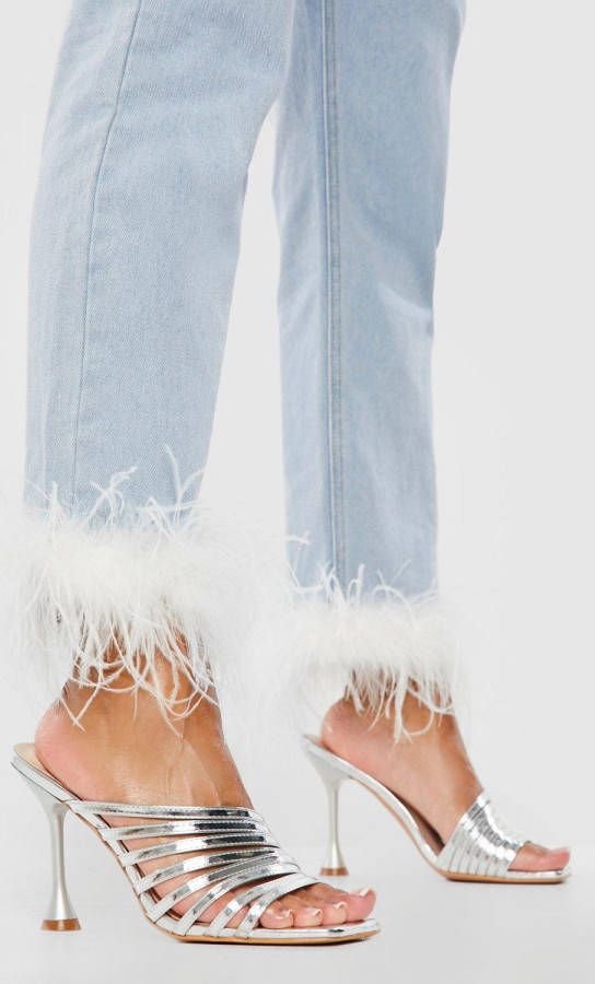 boohoo Metallic Hakken Met Bandjes, Silver