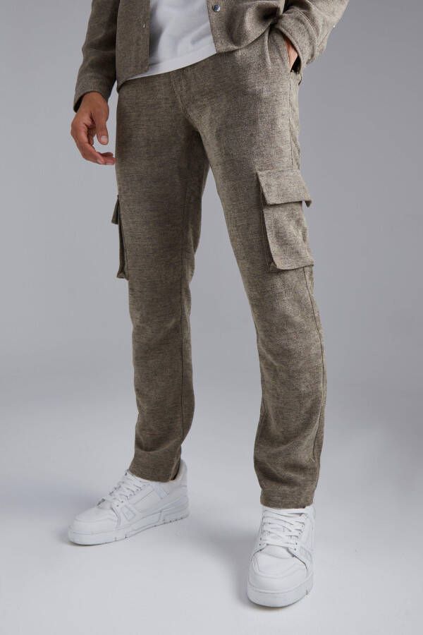 boohoo Nette Slim Fit Cargo Broek Met Textuur, Multi