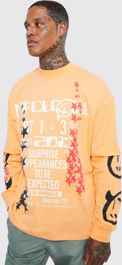 boohoo Oversized Dik T Shirt Met Print, Orange