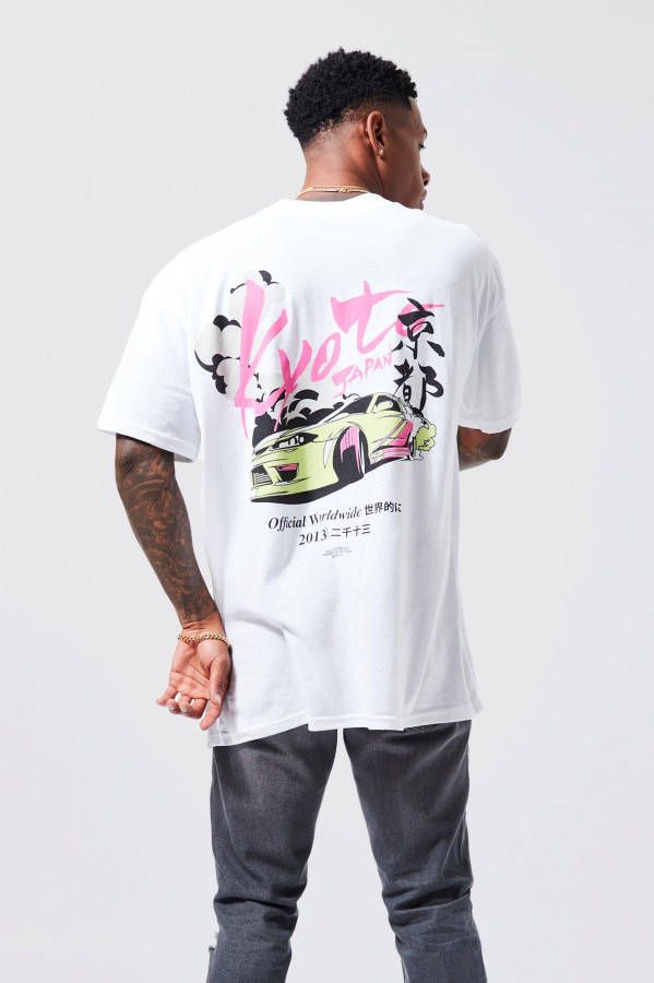 boohoo Oversized Kyoto Auto T Shirt, White