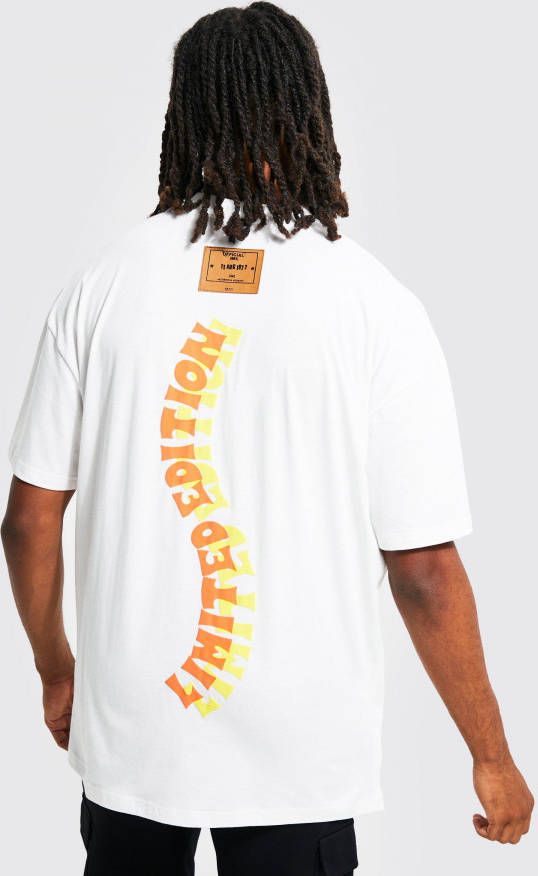 boohoo Oversized T Shirt Met Brede Nek En Opdruk, White