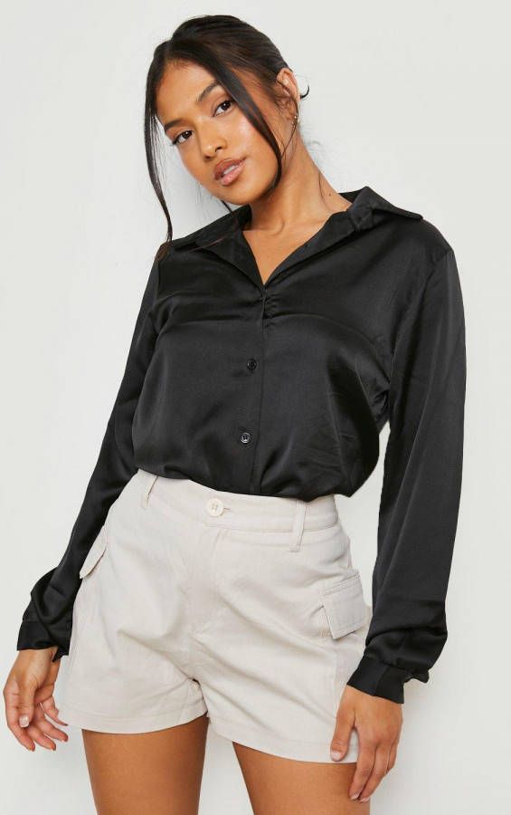 boohoo Petite Geweven Shorts Met Cargo Zakken, Stone