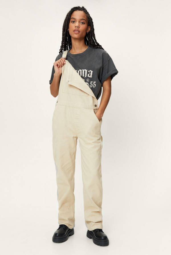 boohoo Petite Utility Tuinbroek Met Rechte Pijpen, Stone