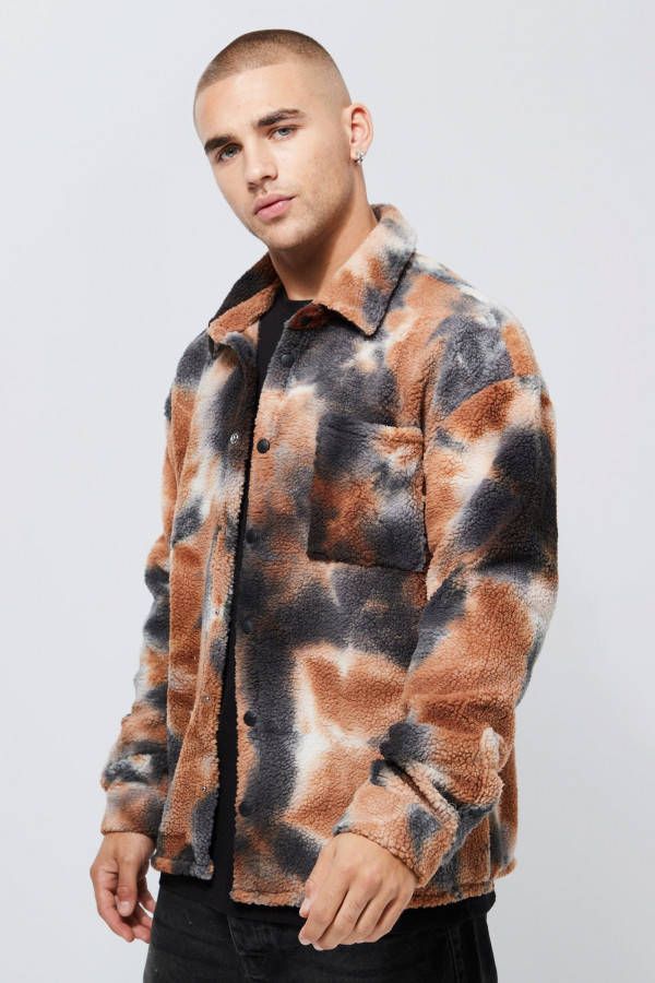 boohoo Pluizig Boxy Tie Dye Overhemd, Multi