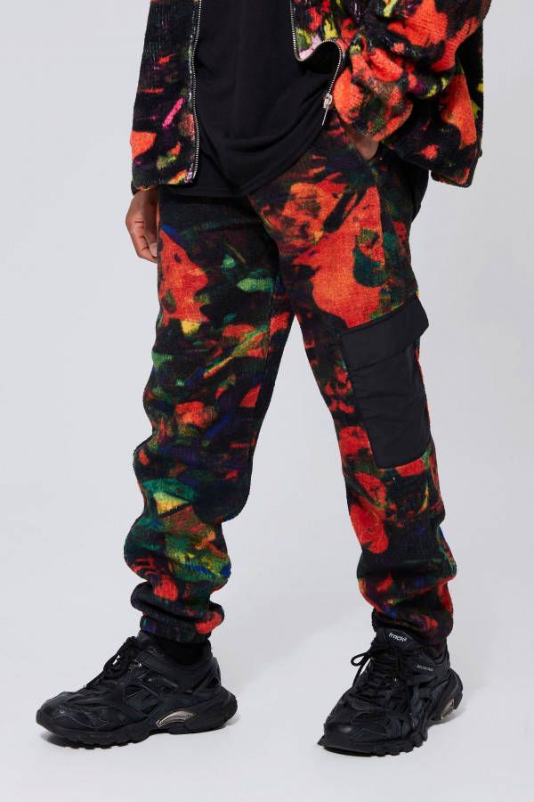 boohoo Pluizige Heat Sense Joggingbroek Met Nylon Zakken En Elastische Taille, Multi