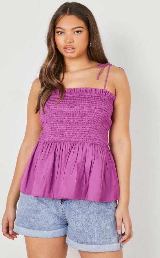 boohoo Plus Geplooid Swing Hemdje, Purple