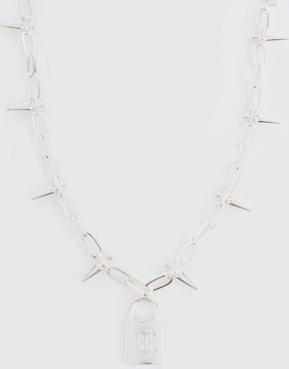 boohoo Schakel Ketting Met Spikes, Silver