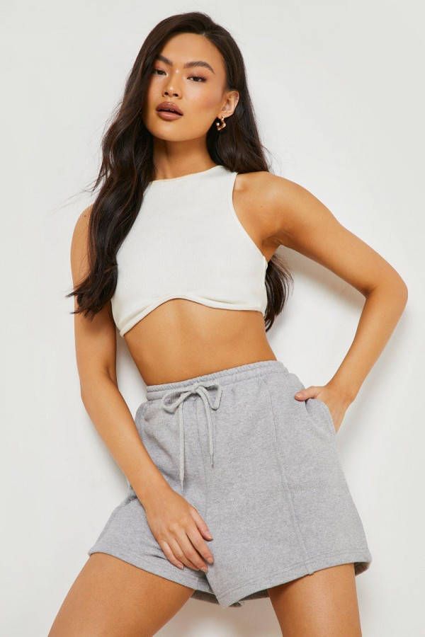boohoo Sweat Shorts Met Biezen, Grey Marl
