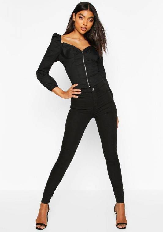 boohoo Tall Basic Black Denim Jeggings, Black