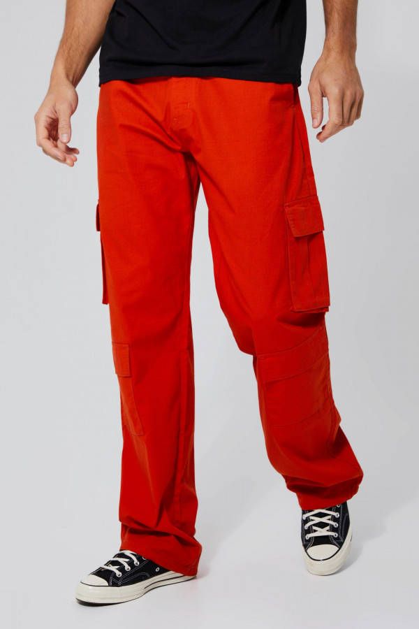 boohoo Tall Oversized Ribfluwelen Cargo Broek, Orange