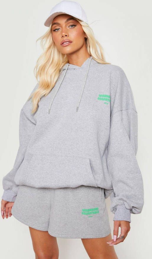 boohoo Wardrobe Essentials Sweat Shorts Met Print, Ash Grey