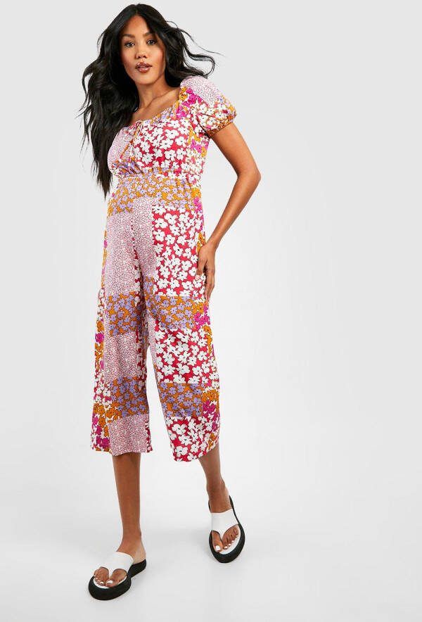 boohoo Zwangerschap Bloemen Culotte Jumpsuit Met Pofmouwen, Multi