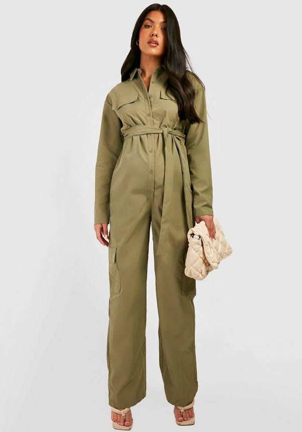 boohoo Zwangerschap Cargo Overall, Khaki